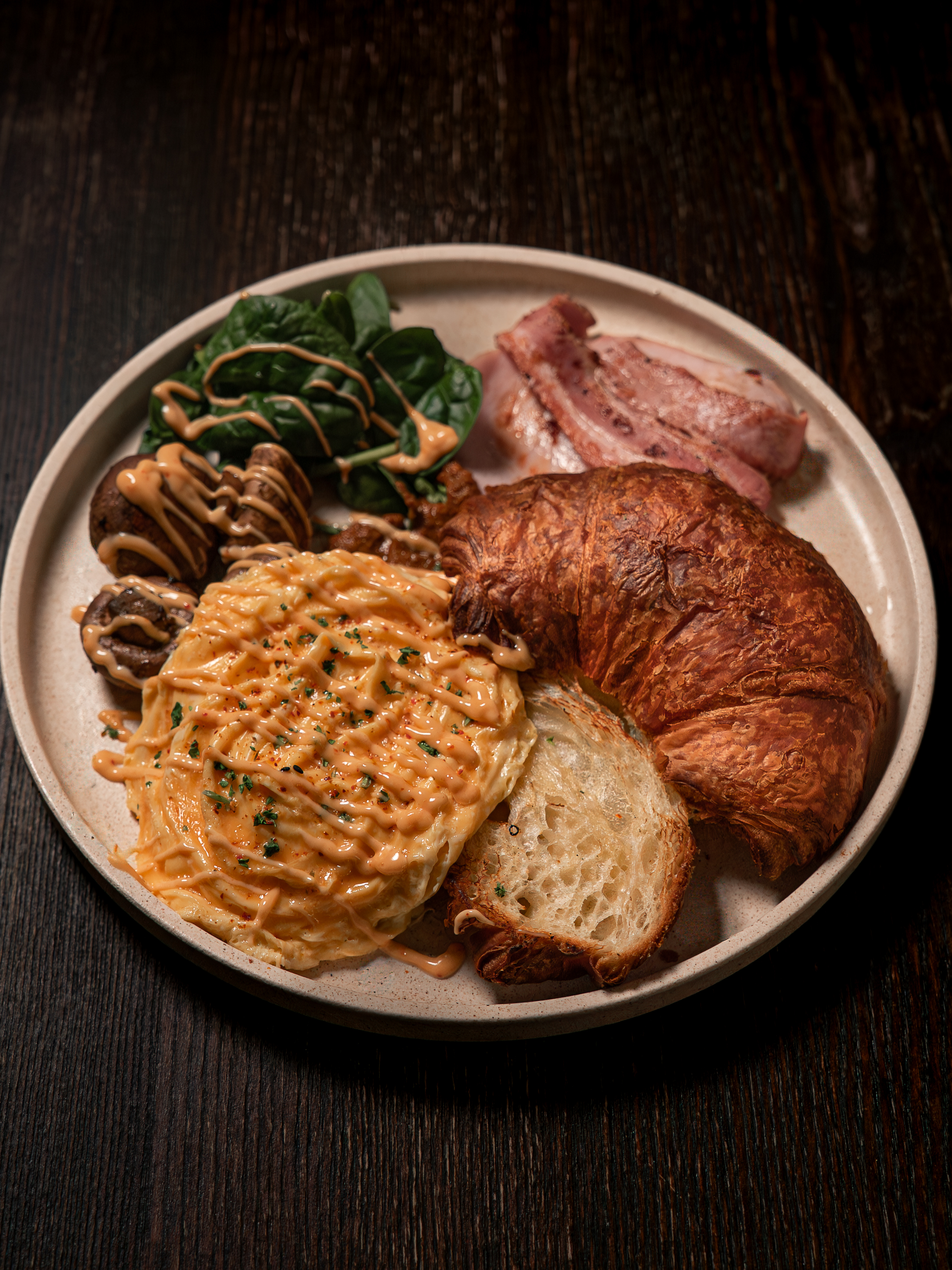 Croissant brunch plate at Honey Dew Valley
